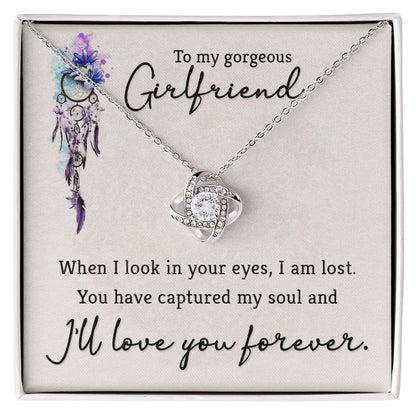 To My Girlfriend When I Look in Your Eyes Infinity Knot Necklace Message Card-Express Your Love Gifts