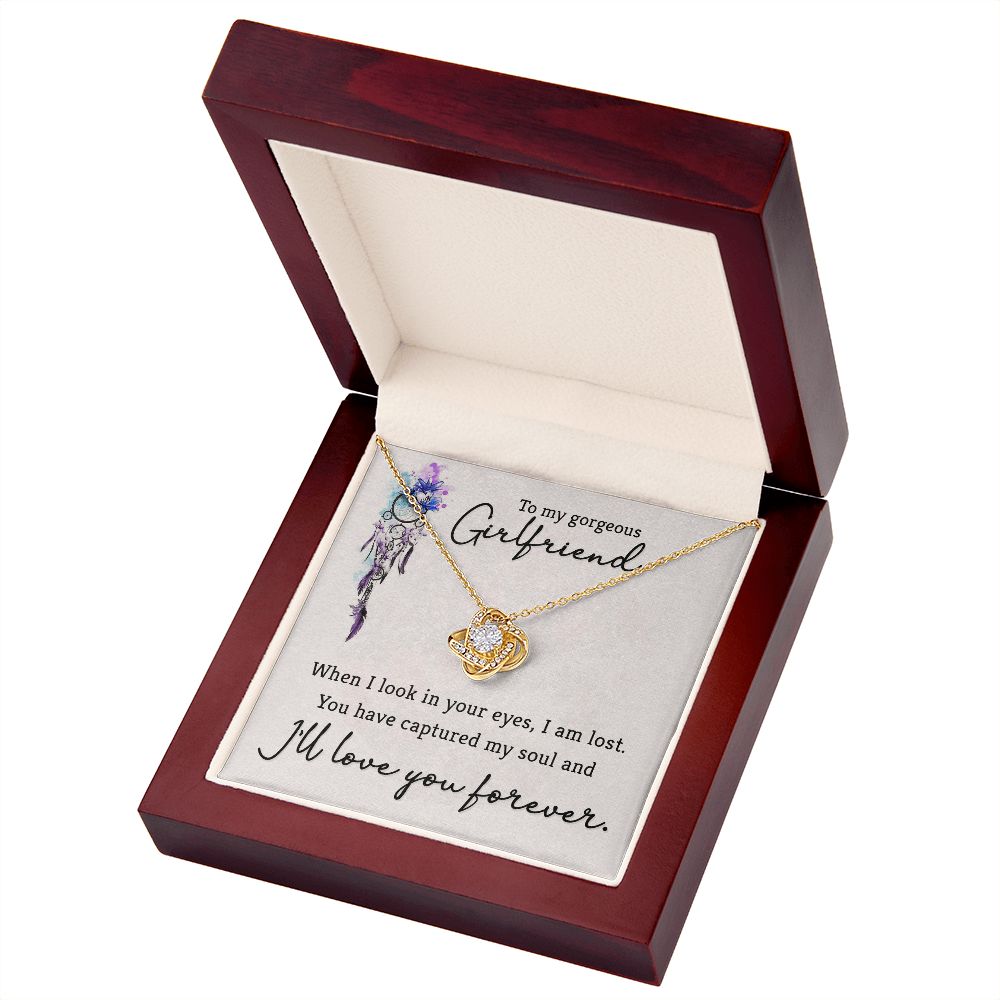 To My Girlfriend When I Look in Your Eyes Infinity Knot Necklace Message Card-Express Your Love Gifts