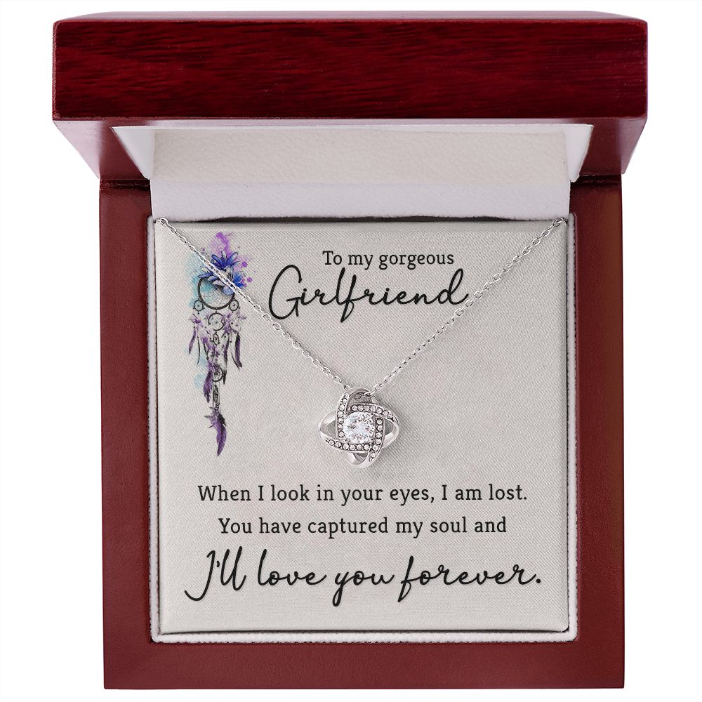 To My Girlfriend When I Look in Your Eyes Infinity Knot Necklace Message Card-Express Your Love Gifts