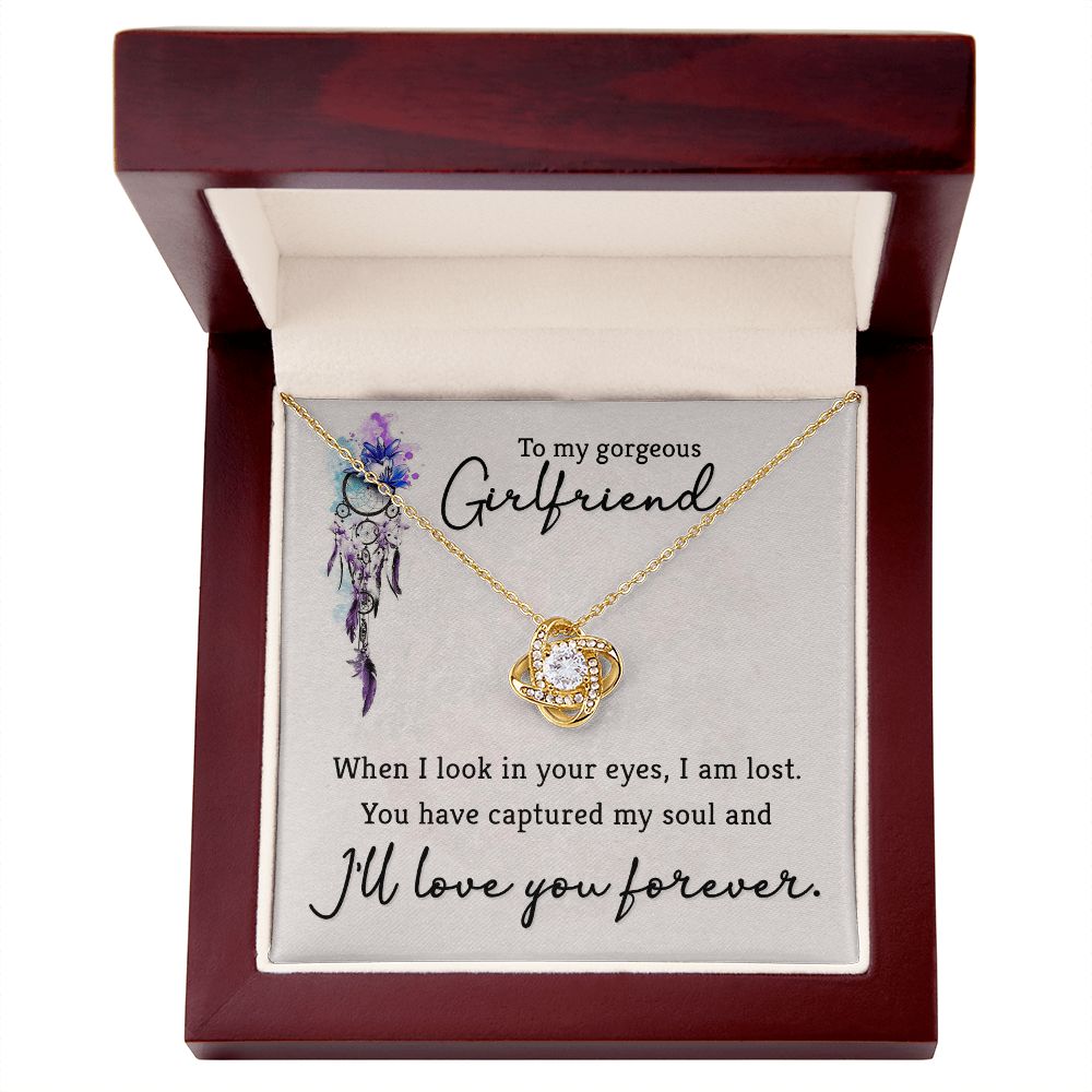To My Girlfriend When I Look in Your Eyes Infinity Knot Necklace Message Card-Express Your Love Gifts