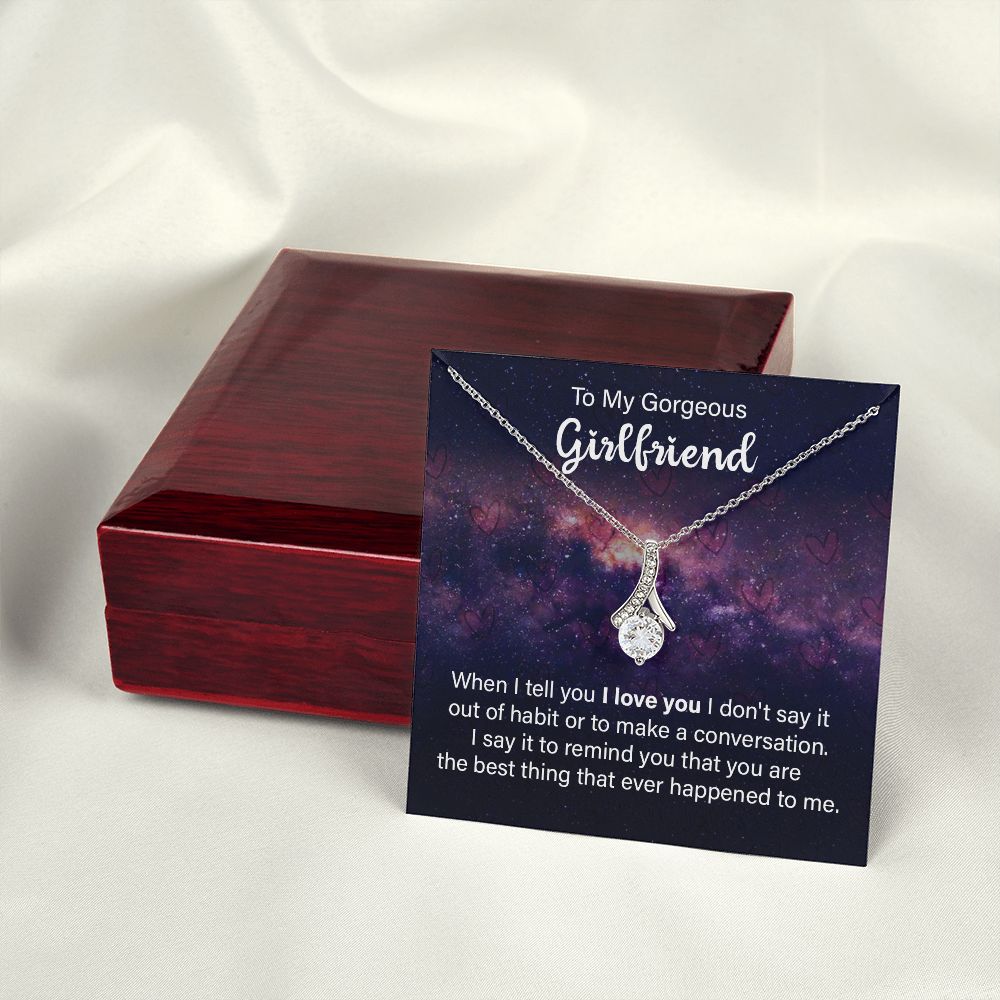 To My Girlfriend When I Tell You I Love You Alluring Ribbon Necklace Message Card-Express Your Love Gifts