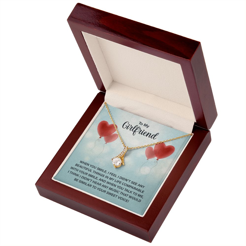 To My Girlfriend When You Smile Alluring Ribbon Necklace Message Card-Express Your Love Gifts
