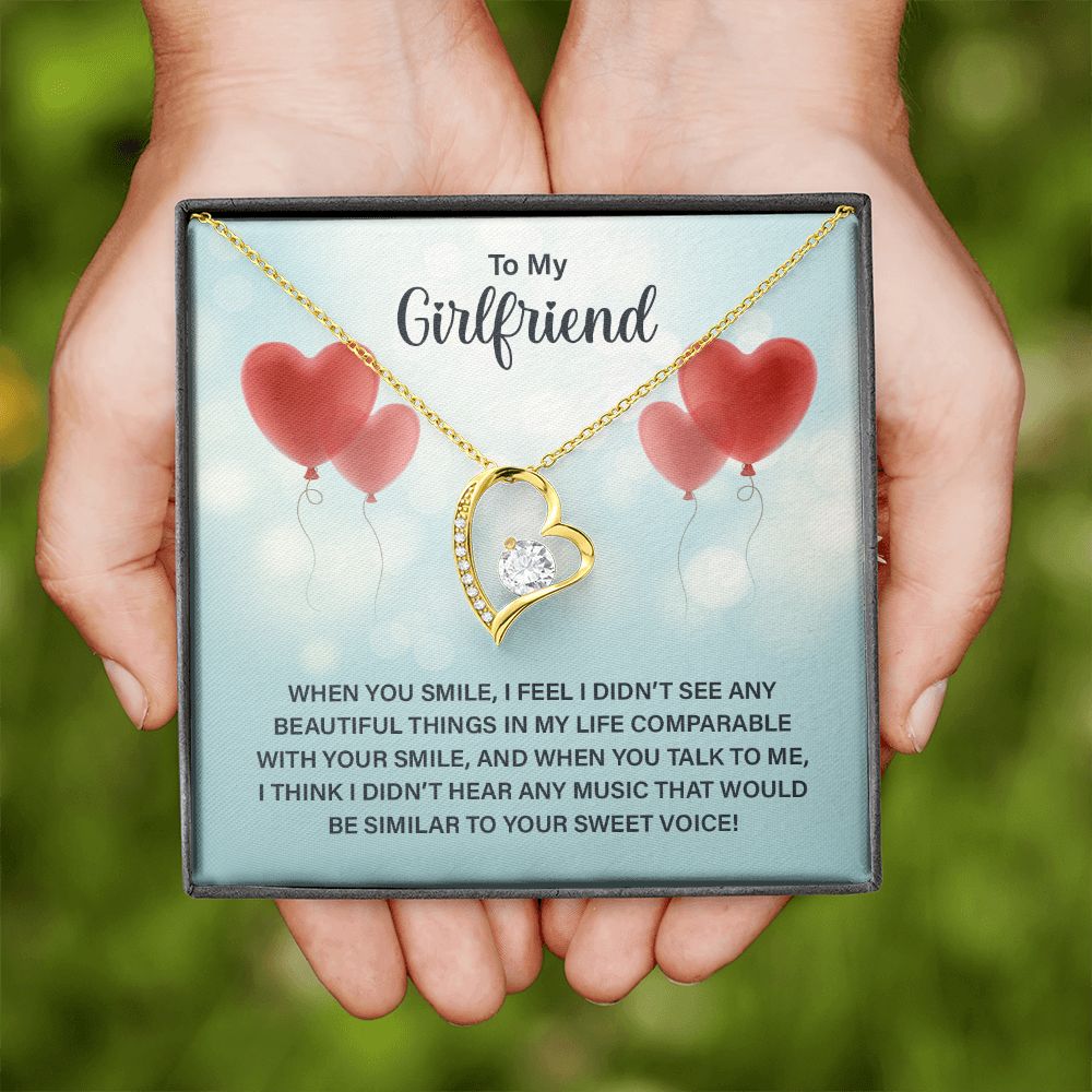 To My Girlfriend When You Smile Forever Necklace w Message Card-Express Your Love Gifts
