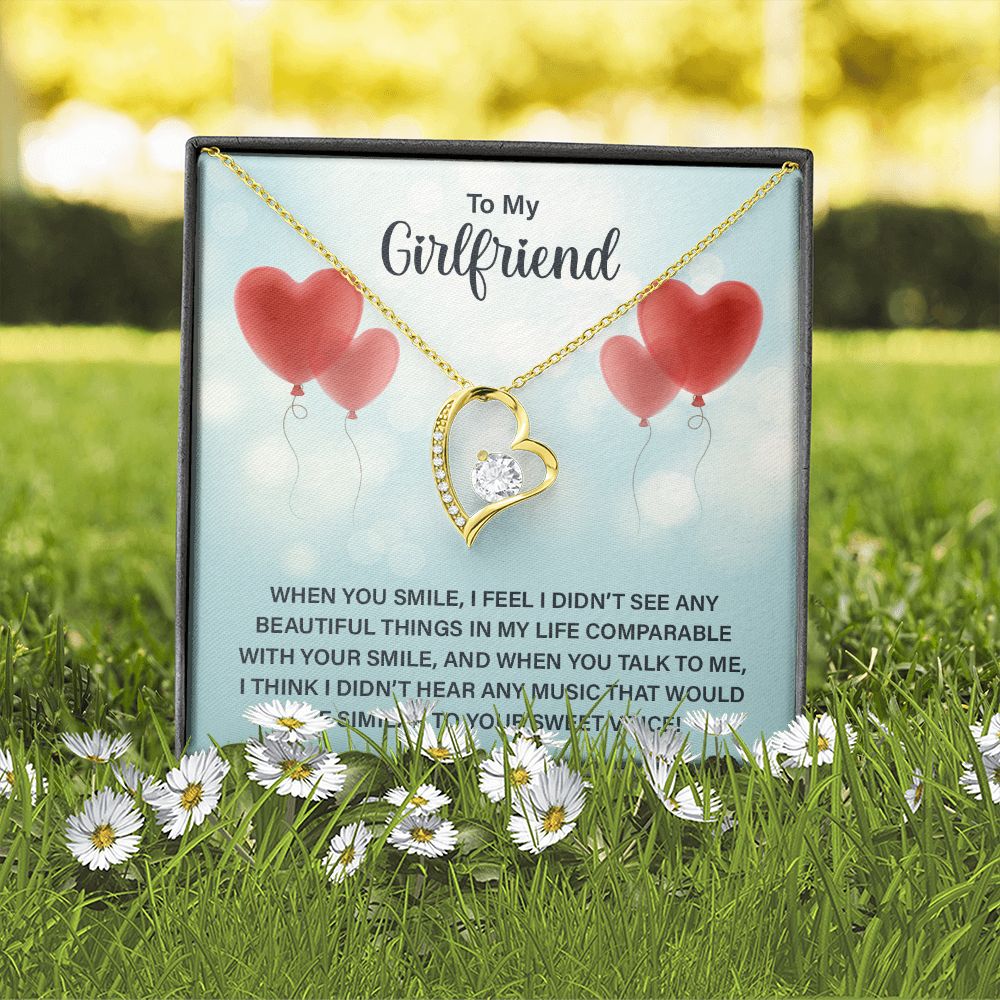 To My Girlfriend When You Smile Forever Necklace w Message Card-Express Your Love Gifts