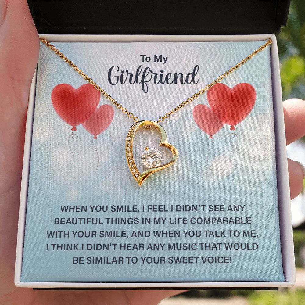 To My Girlfriend When You Smile Forever Necklace w Message Card-Express Your Love Gifts
