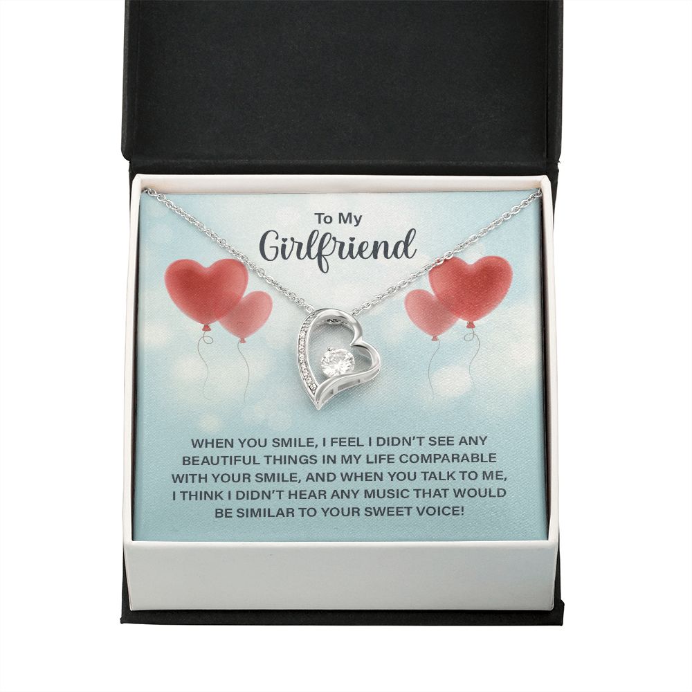 To My Girlfriend When You Smile Forever Necklace w Message Card-Express Your Love Gifts