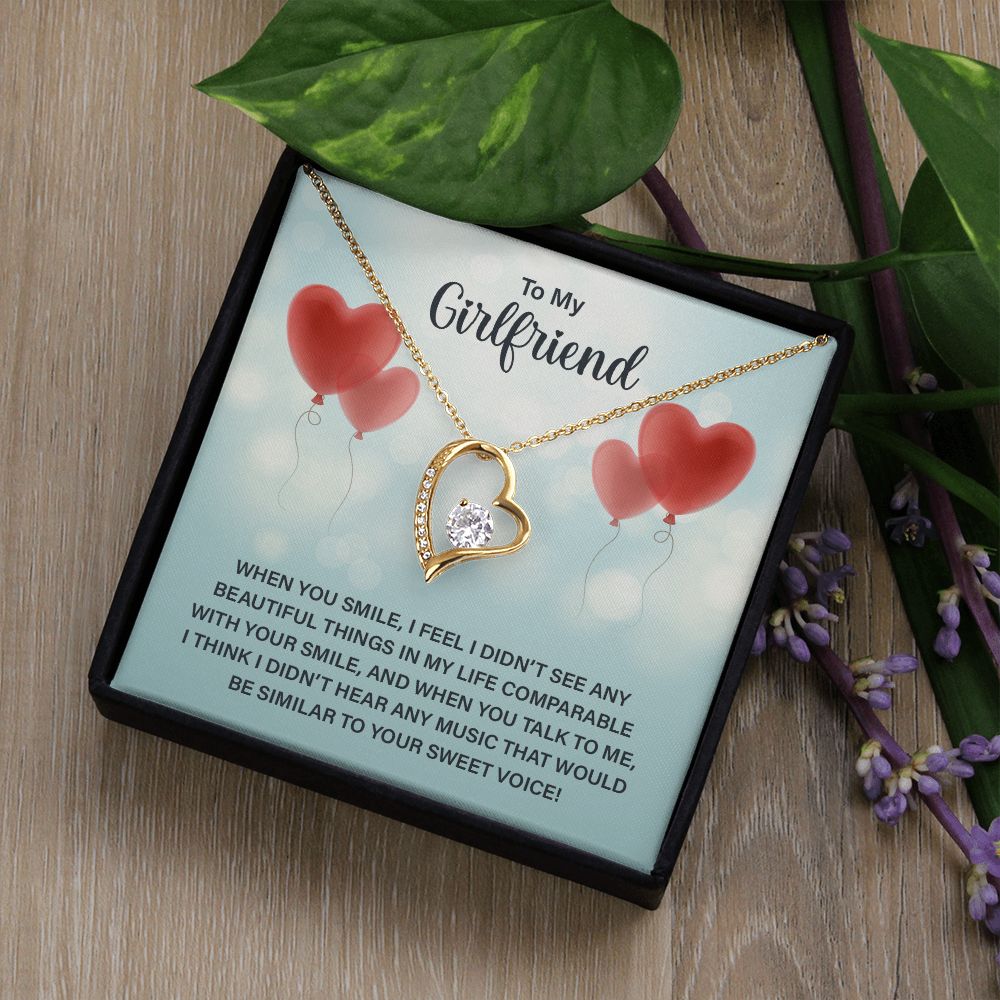 To My Girlfriend When You Smile Forever Necklace w Message Card-Express Your Love Gifts