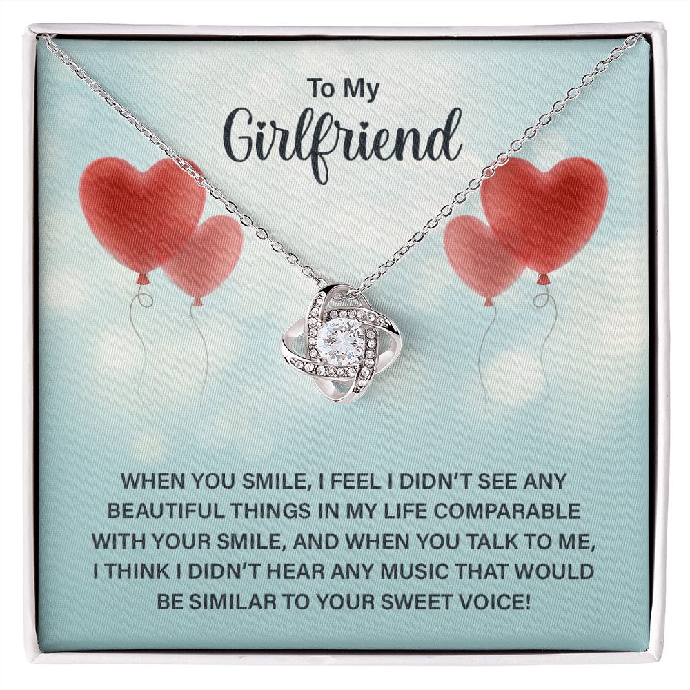 To My Girlfriend When You Smile Infinity Knot Necklace Message Card-Express Your Love Gifts