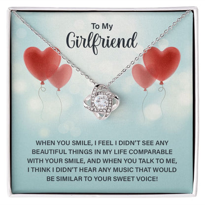 To My Girlfriend When You Smile Infinity Knot Necklace Message Card-Express Your Love Gifts