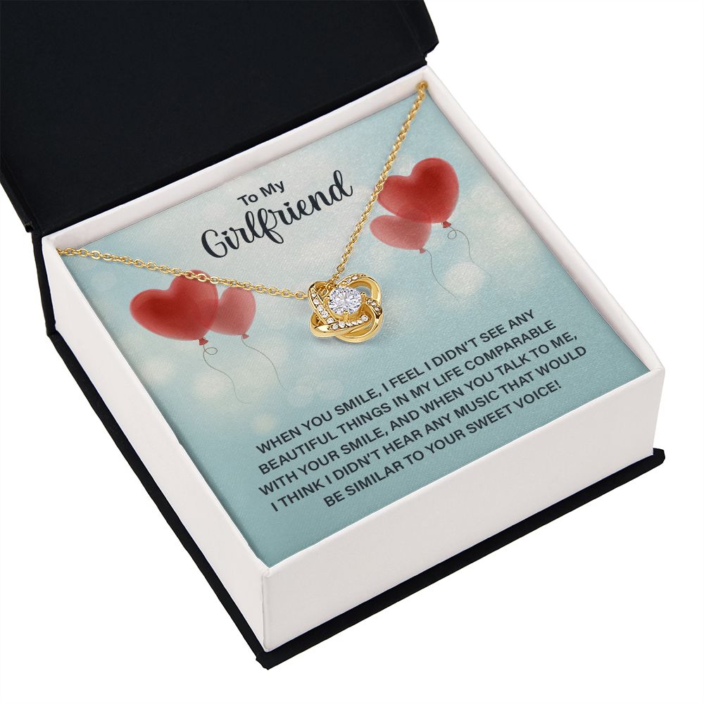 To My Girlfriend When You Smile Infinity Knot Necklace Message Card-Express Your Love Gifts