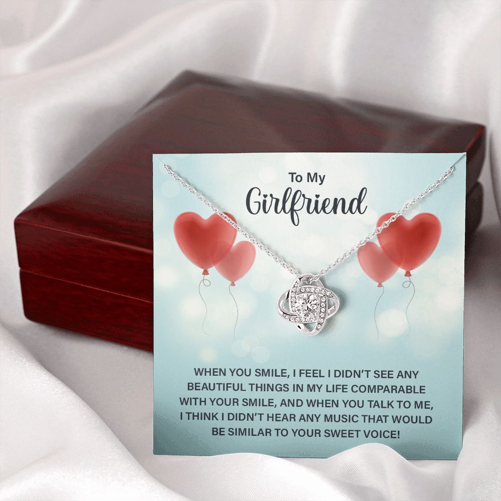 To My Girlfriend When You Smile Infinity Knot Necklace Message Card-Express Your Love Gifts