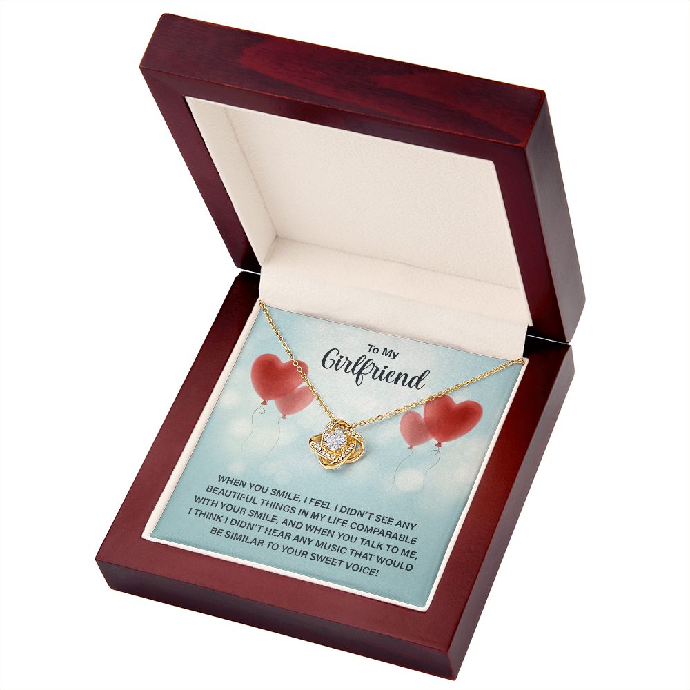 To My Girlfriend When You Smile Infinity Knot Necklace Message Card-Express Your Love Gifts