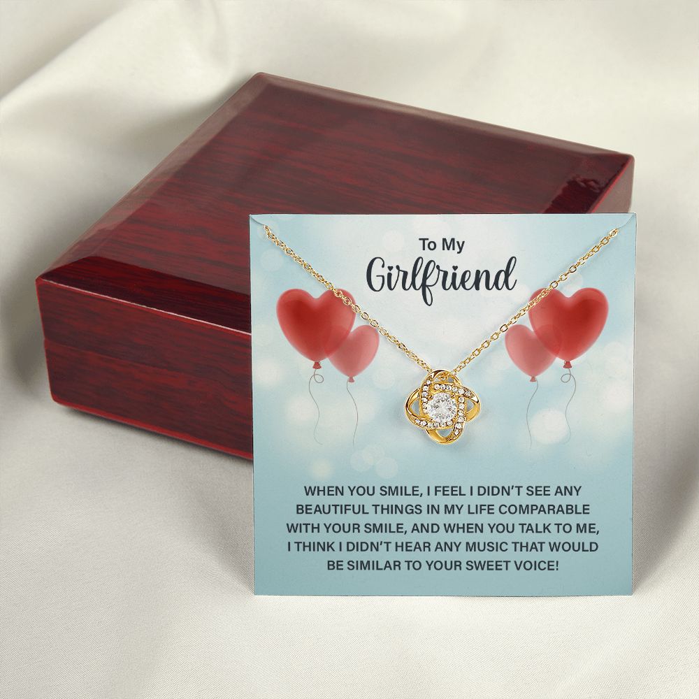 To My Girlfriend When You Smile Infinity Knot Necklace Message Card-Express Your Love Gifts