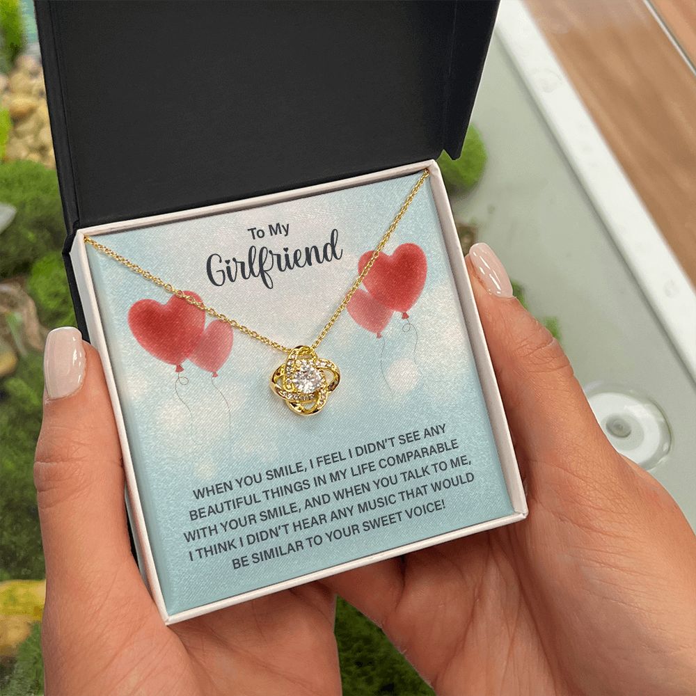 To My Girlfriend When You Smile Infinity Knot Necklace Message Card-Express Your Love Gifts