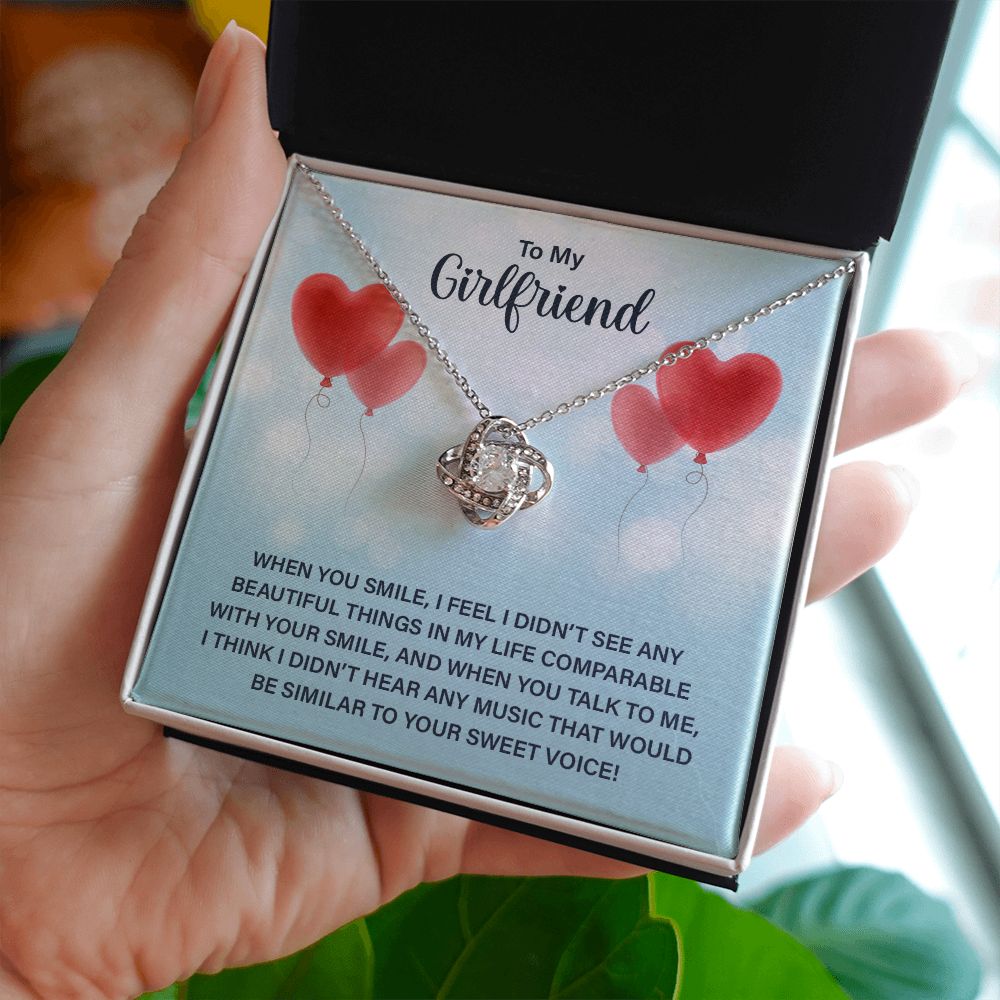 To My Girlfriend When You Smile Infinity Knot Necklace Message Card-Express Your Love Gifts