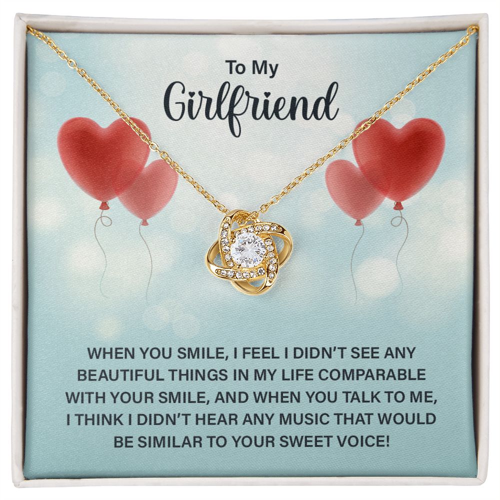 To My Girlfriend When You Smile Infinity Knot Necklace Message Card-Express Your Love Gifts