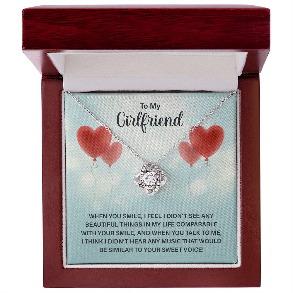 To My Girlfriend When You Smile Infinity Knot Necklace Message Card-Express Your Love Gifts
