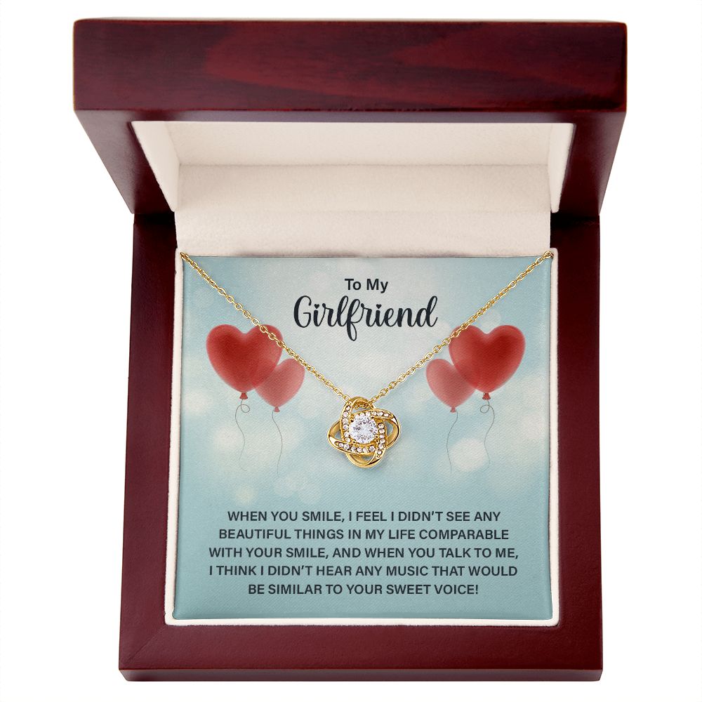 To My Girlfriend When You Smile Infinity Knot Necklace Message Card-Express Your Love Gifts