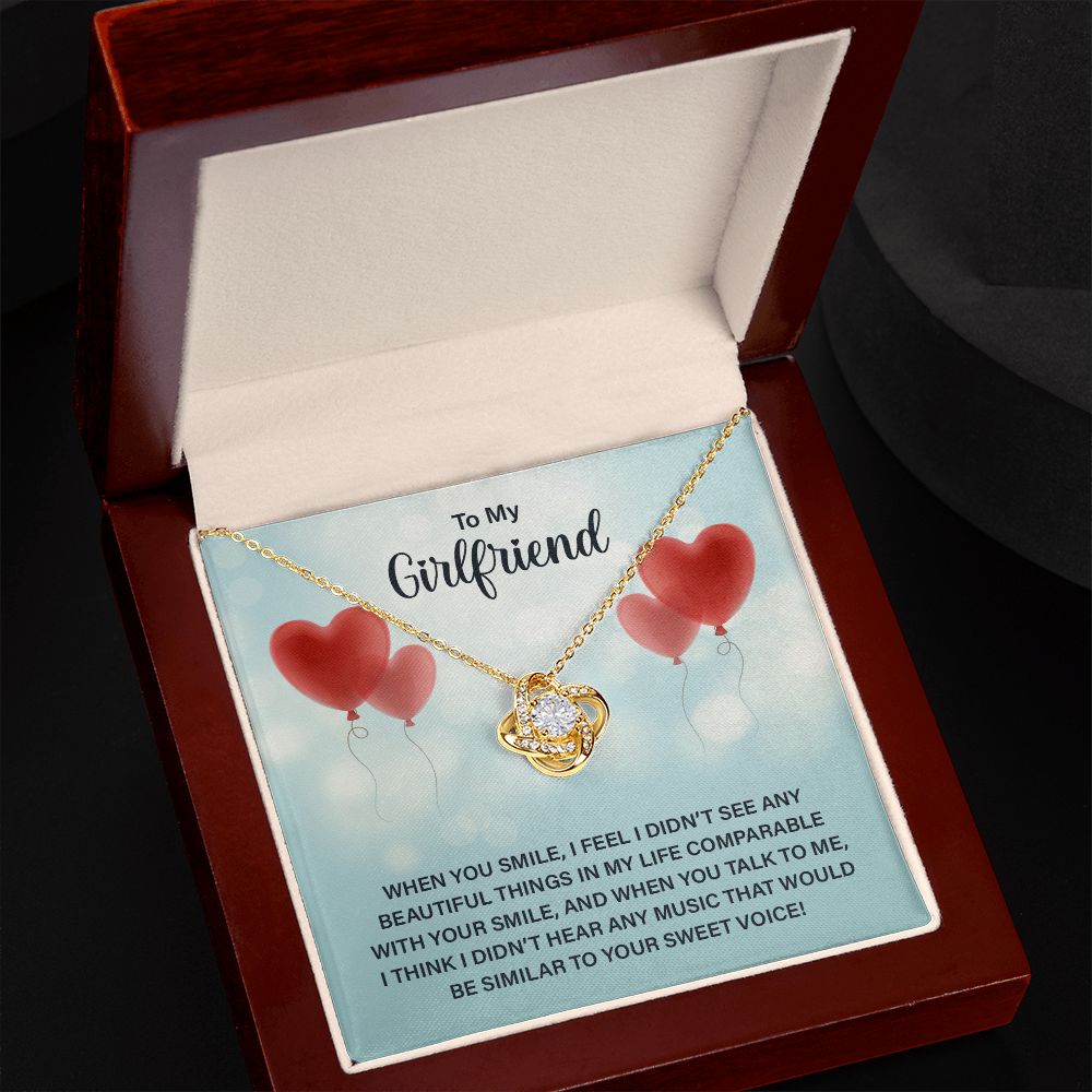 To My Girlfriend When You Smile Infinity Knot Necklace Message Card-Express Your Love Gifts