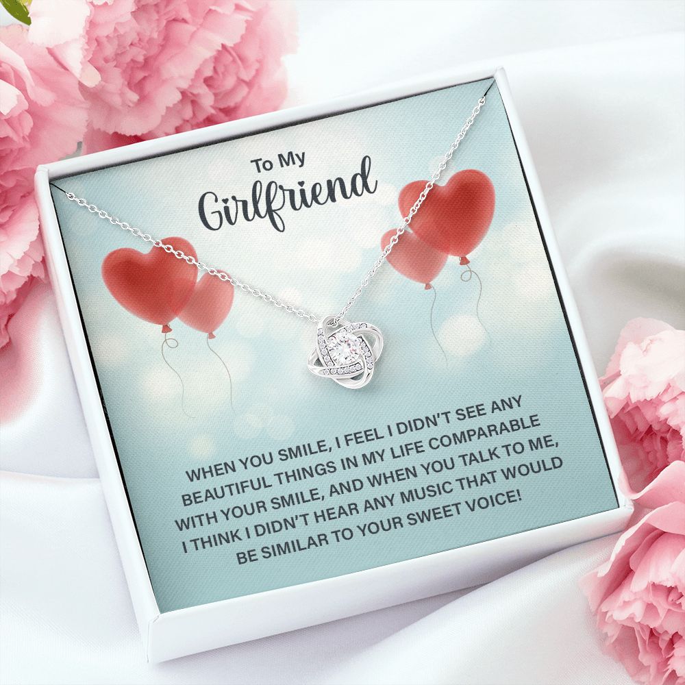 To My Girlfriend When You Smile Infinity Knot Necklace Message Card-Express Your Love Gifts
