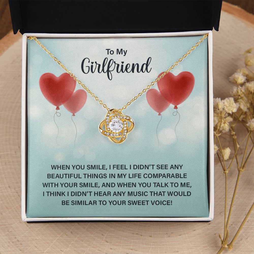 To My Girlfriend When You Smile Infinity Knot Necklace Message Card-Express Your Love Gifts