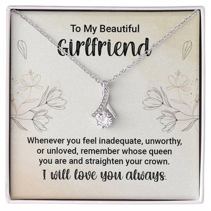 To My Girlfriend Whenever You Feel Inadequate Alluring Ribbon Necklace Message Card-Express Your Love Gifts