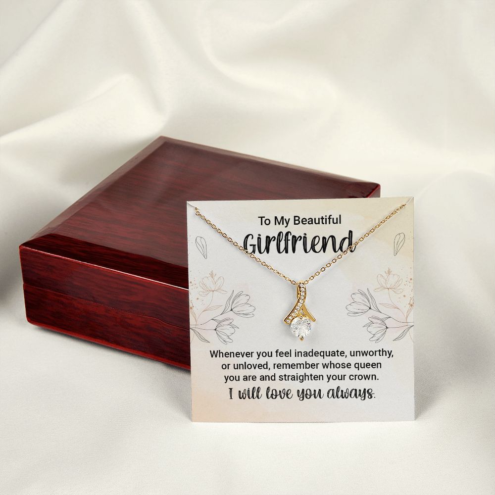 To My Girlfriend Whenever You Feel Inadequate Alluring Ribbon Necklace Message Card-Express Your Love Gifts