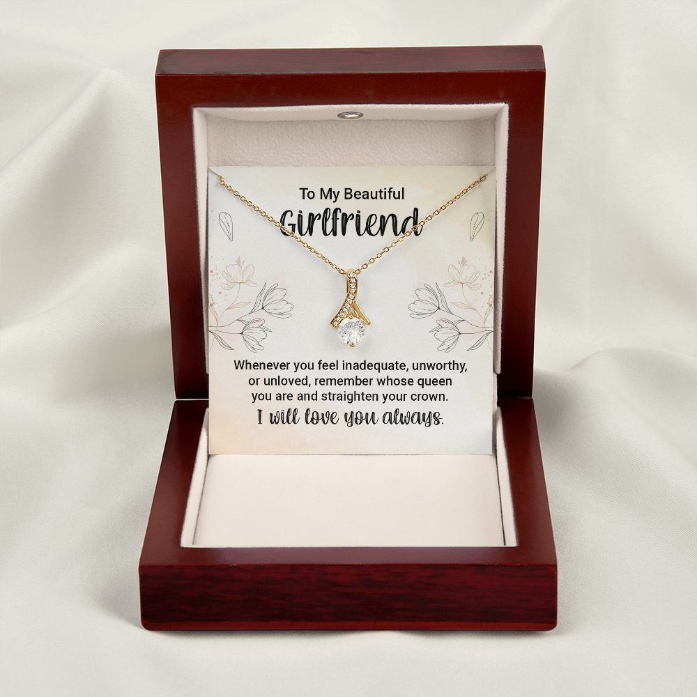To My Girlfriend Whenever You Feel Inadequate Alluring Ribbon Necklace Message Card-Express Your Love Gifts