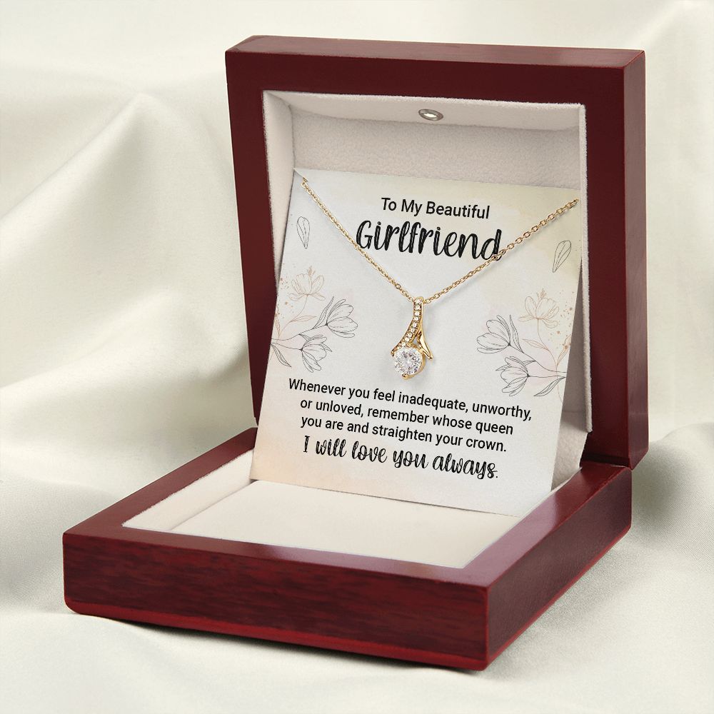 To My Girlfriend Whenever You Feel Inadequate Alluring Ribbon Necklace Message Card-Express Your Love Gifts