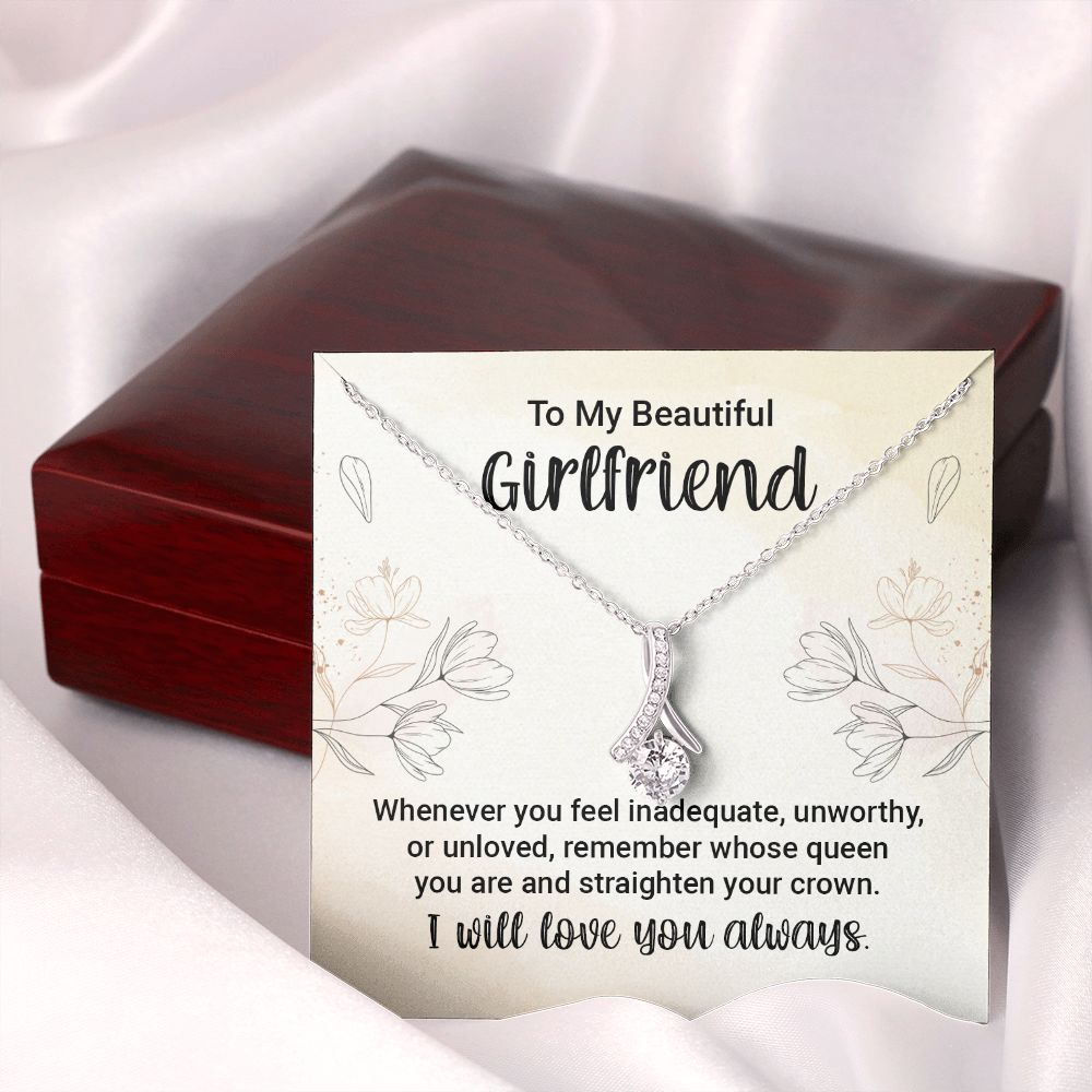 To My Girlfriend Whenever You Feel Inadequate Alluring Ribbon Necklace Message Card-Express Your Love Gifts