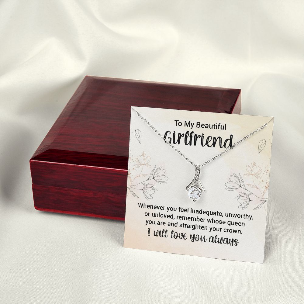 To My Girlfriend Whenever You Feel Inadequate Alluring Ribbon Necklace Message Card-Express Your Love Gifts