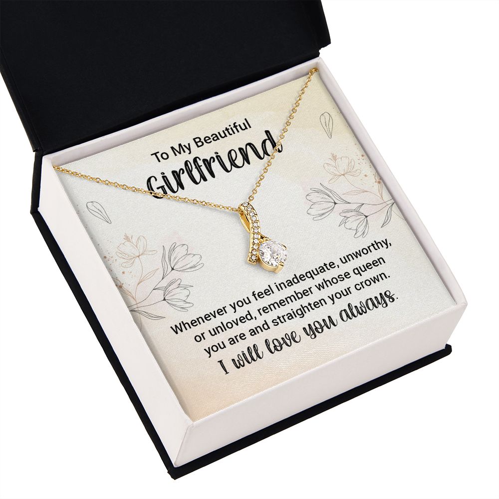 To My Girlfriend Whenever You Feel Inadequate Alluring Ribbon Necklace Message Card-Express Your Love Gifts