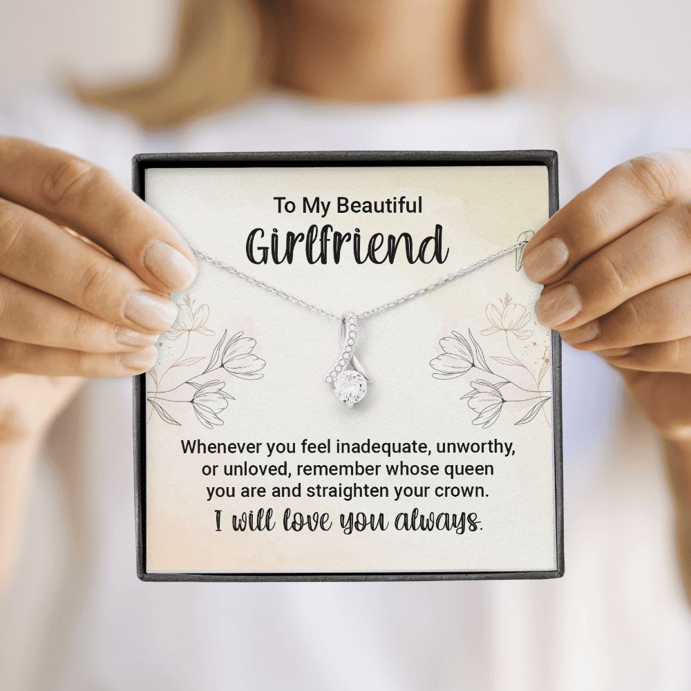 To My Girlfriend Whenever You Feel Inadequate Alluring Ribbon Necklace Message Card-Express Your Love Gifts