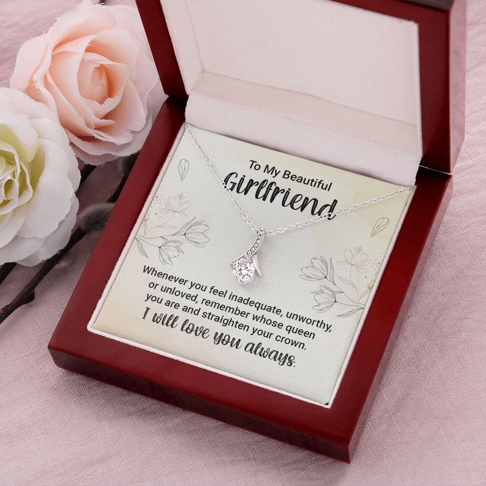 To My Girlfriend Whenever You Feel Inadequate Alluring Ribbon Necklace Message Card-Express Your Love Gifts