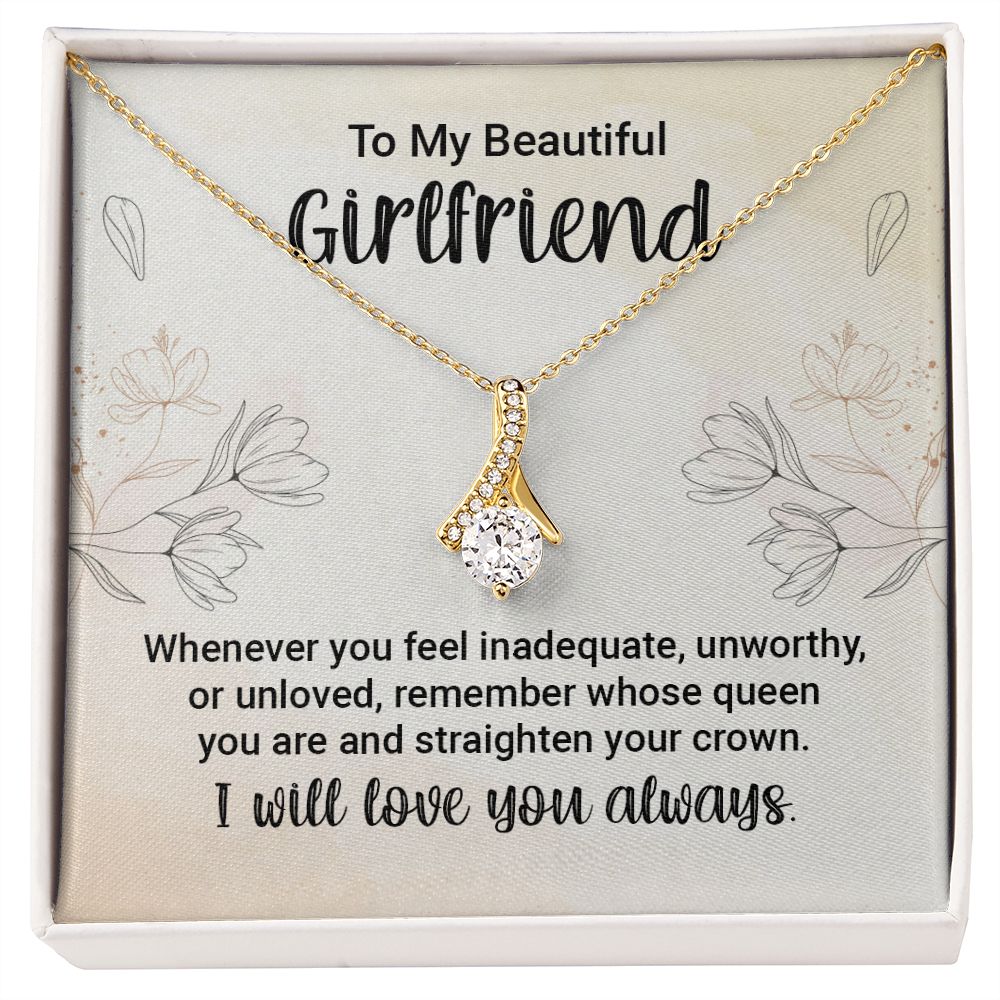 To My Girlfriend Whenever You Feel Inadequate Alluring Ribbon Necklace Message Card-Express Your Love Gifts