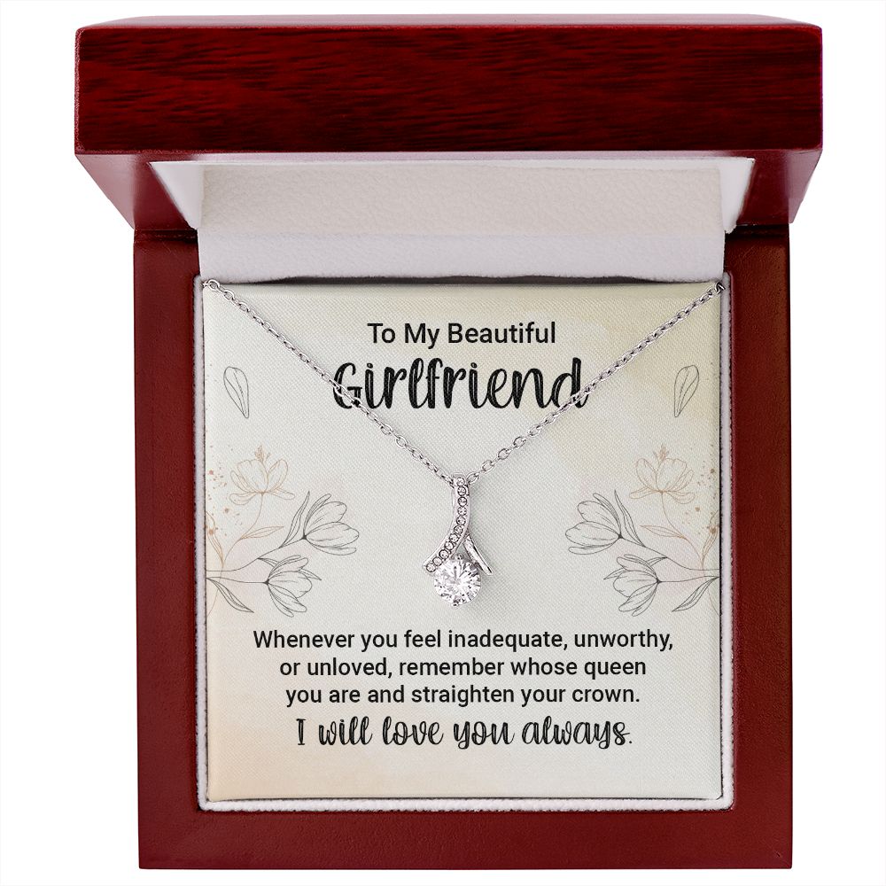 To My Girlfriend Whenever You Feel Inadequate Alluring Ribbon Necklace Message Card-Express Your Love Gifts