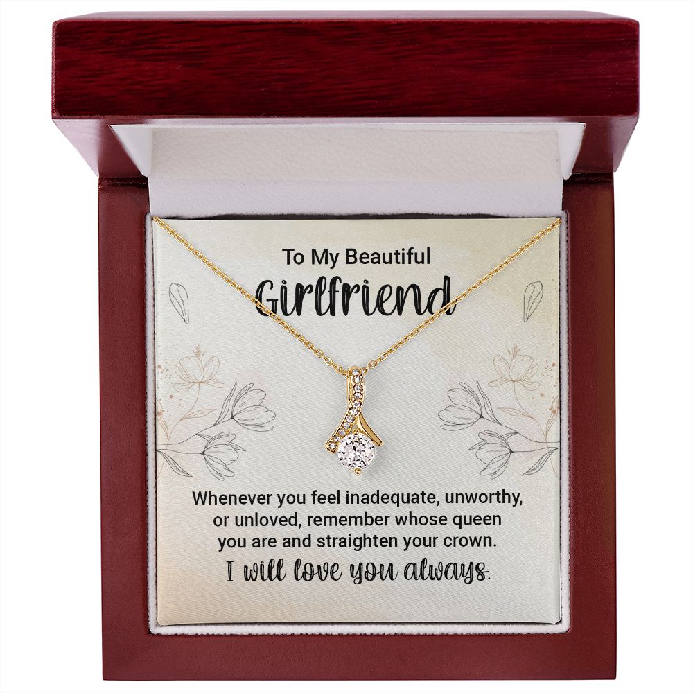 To My Girlfriend Whenever You Feel Inadequate Alluring Ribbon Necklace Message Card-Express Your Love Gifts