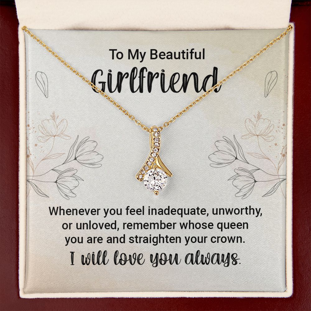 To My Girlfriend Whenever You Feel Inadequate Alluring Ribbon Necklace Message Card-Express Your Love Gifts