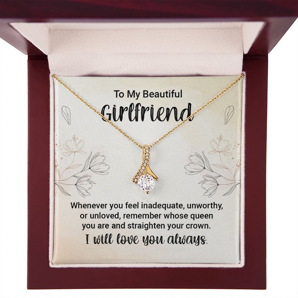 To My Girlfriend Whenever You Feel Inadequate Alluring Ribbon Necklace Message Card-Express Your Love Gifts