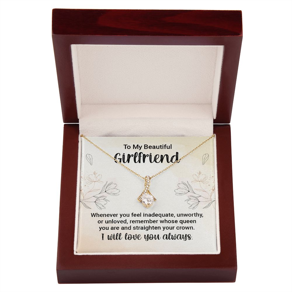 To My Girlfriend Whenever You Feel Inadequate Alluring Ribbon Necklace Message Card-Express Your Love Gifts