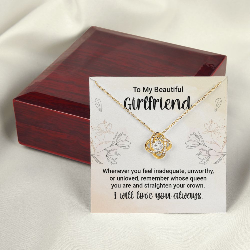 To My Girlfriend Whenever You Feel Inadequate Infinity Knot Necklace Message Card-Express Your Love Gifts