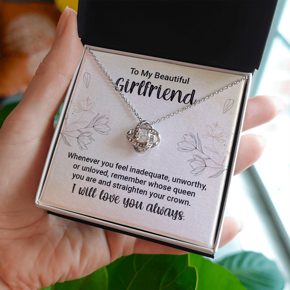 To My Girlfriend Whenever You Feel Inadequate Infinity Knot Necklace Message Card-Express Your Love Gifts