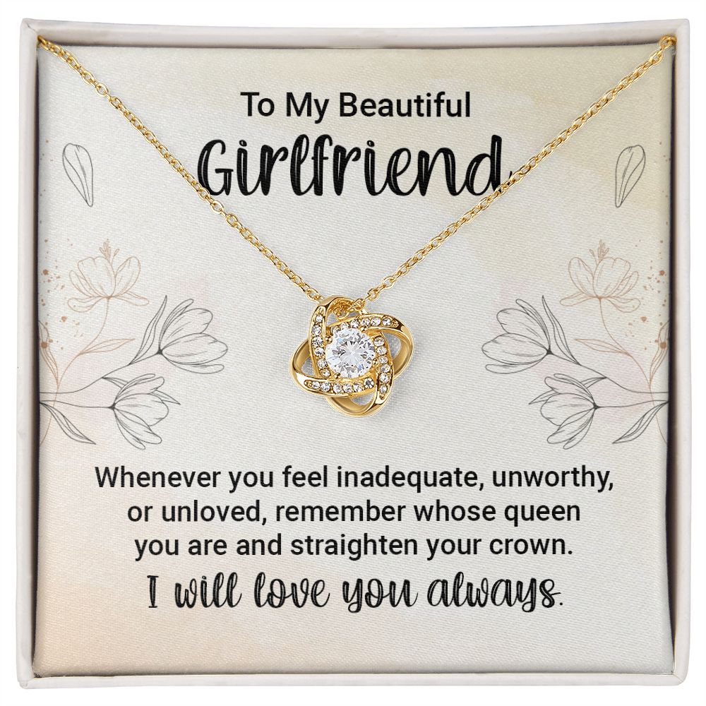 To My Girlfriend Whenever You Feel Inadequate Infinity Knot Necklace Message Card-Express Your Love Gifts