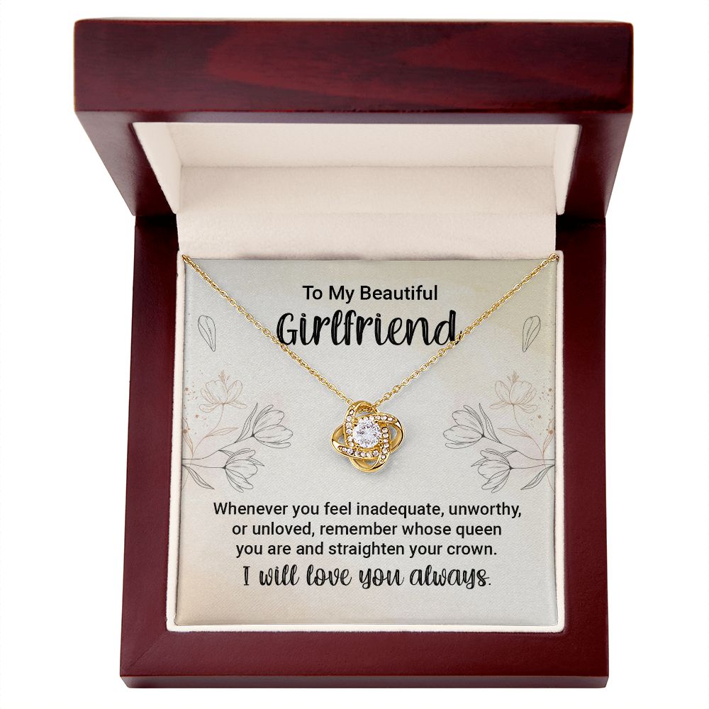 To My Girlfriend Whenever You Feel Inadequate Infinity Knot Necklace Message Card-Express Your Love Gifts