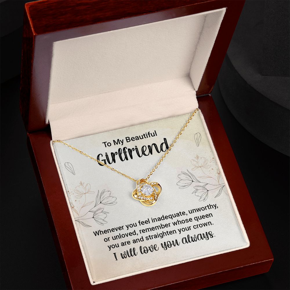 To My Girlfriend Whenever You Feel Inadequate Infinity Knot Necklace Message Card-Express Your Love Gifts