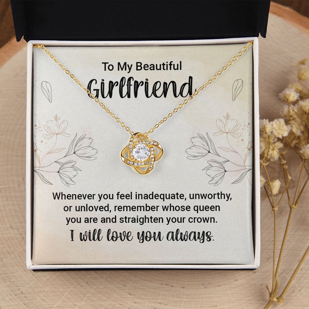 To My Girlfriend Whenever You Feel Inadequate Infinity Knot Necklace Message Card-Express Your Love Gifts