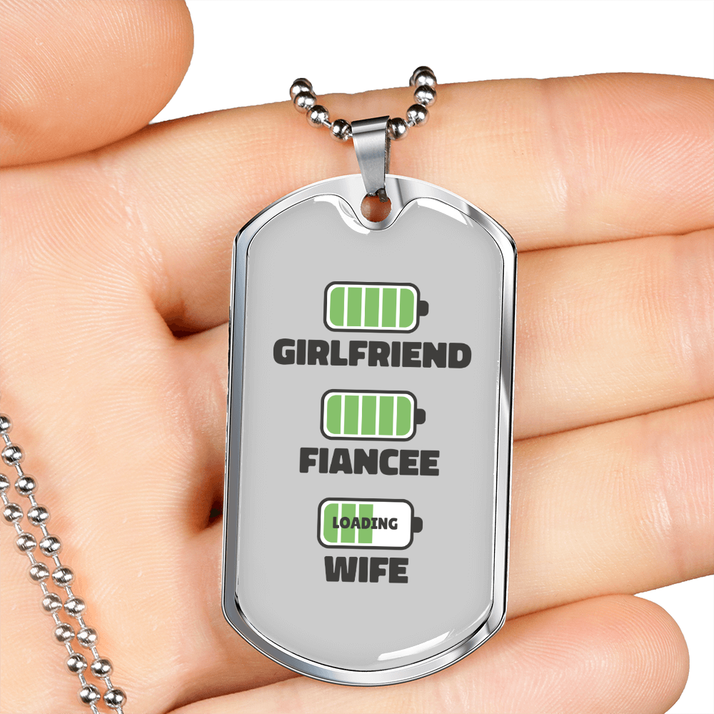 To My Girlfriend Wife Girlfriend Charger Necklace Stainless Steel or 18k Gold Dog Tag 24" Chain-Express Your Love Gifts