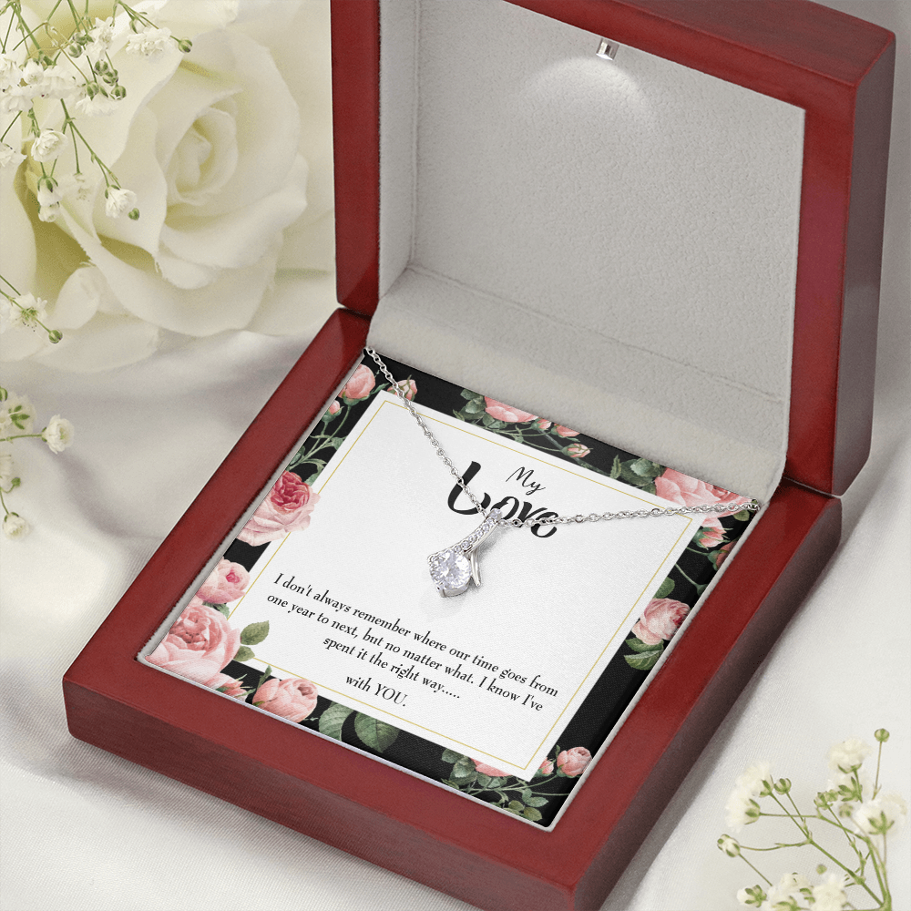 To My Girlfriend With You Alluring Ribbon Necklace Message Card-Express Your Love Gifts