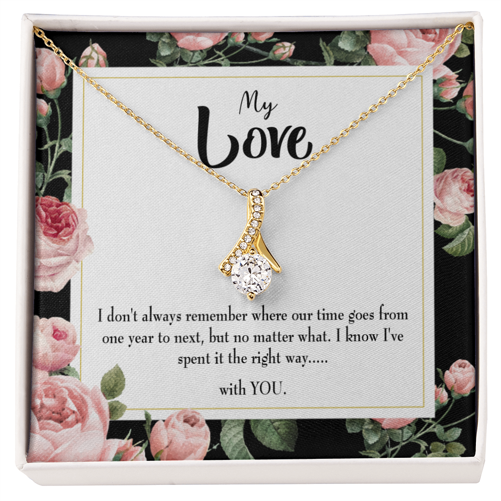 To My Girlfriend With You Alluring Ribbon Necklace Message Card-Express Your Love Gifts