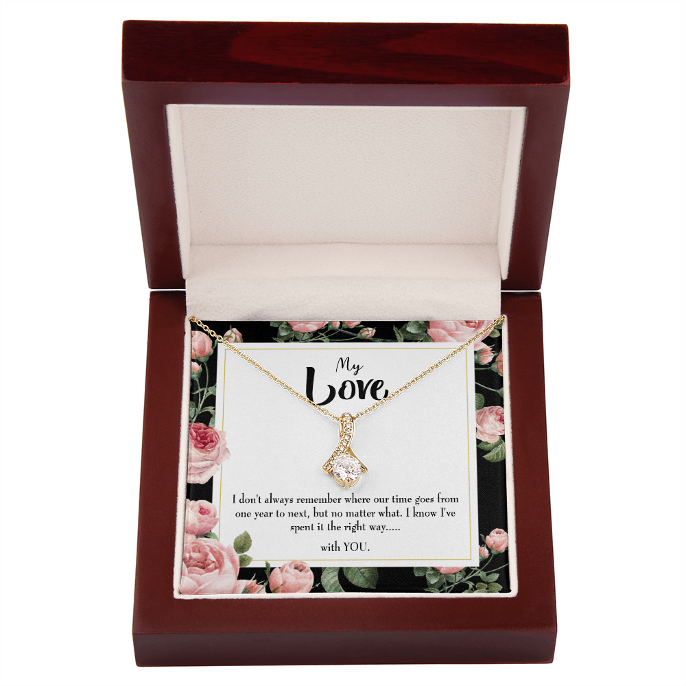 To My Girlfriend With You Alluring Ribbon Necklace Message Card-Express Your Love Gifts